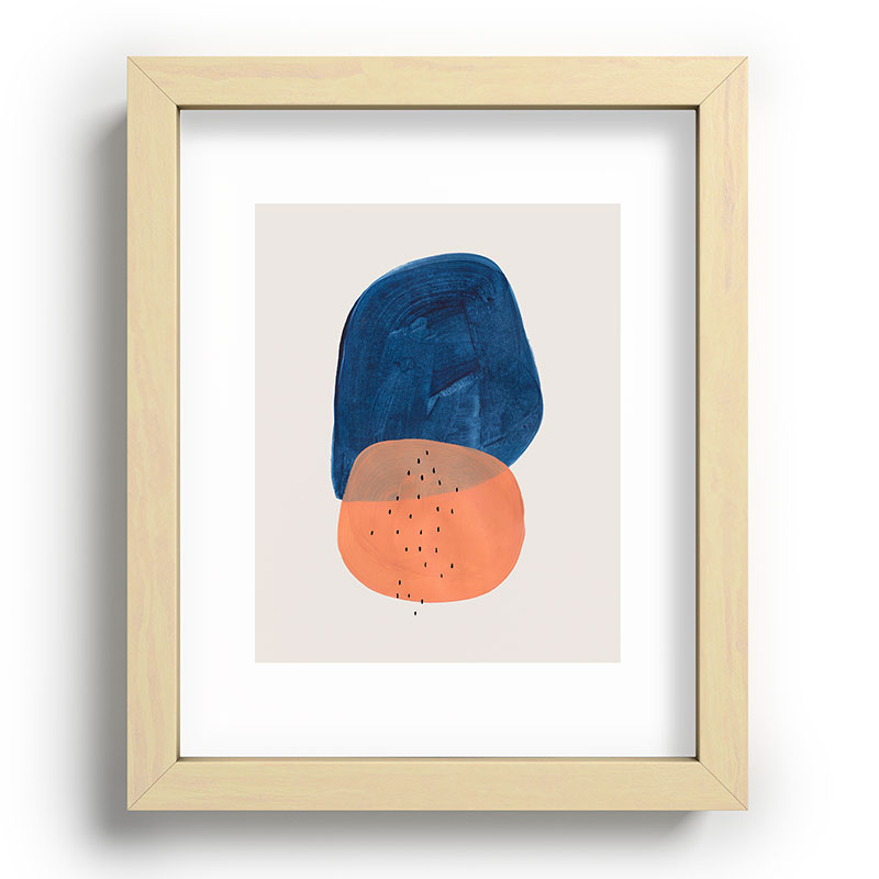 Twins' Minimalist Modern Mid Century Colorful Navy Blue Tan Shapes by Ejaaz Haniff Framed Art Print
