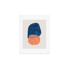 Twins' Minimalist Modern Mid Century Colorful Navy Blue Tan Shapes by Ejaaz Haniff Art Print