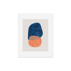 Twins' Minimalist Modern Mid Century Colorful Navy Blue Tan Shapes by Ejaaz Haniff Art Print