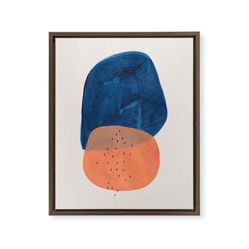 Twins' Minimalist Modern Mid Century Colorful Navy Blue Tan Shapes by Ejaaz Haniff Framed Canvas Print