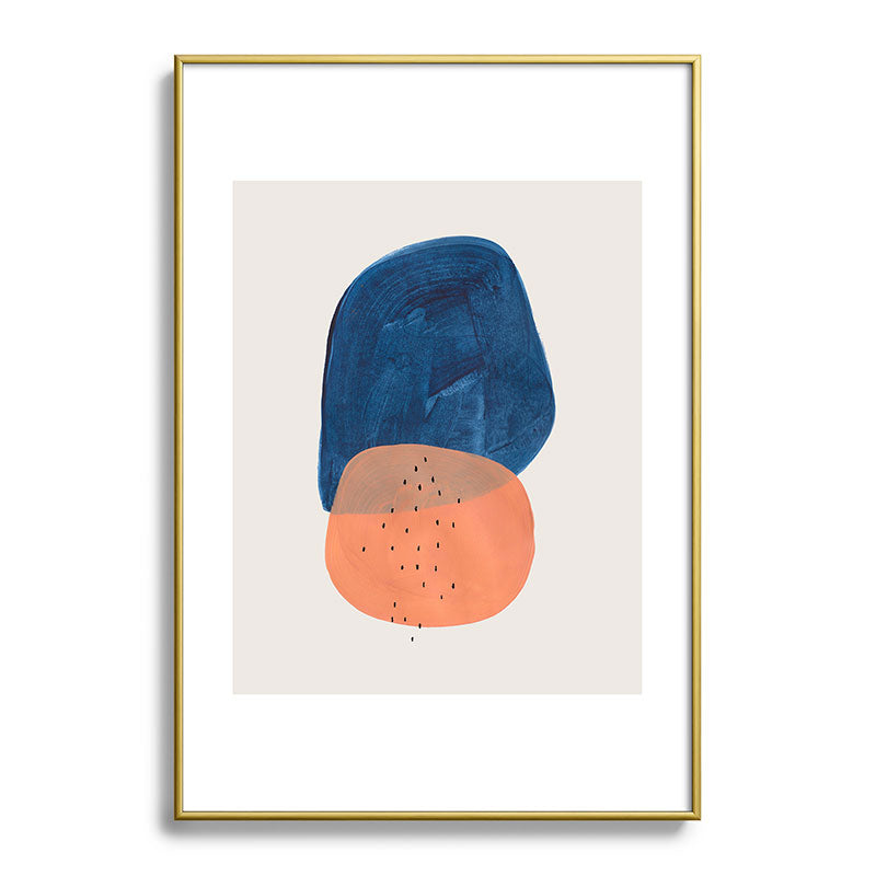 Twins' Minimalist Modern Mid Century Colorful Navy Blue Tan Shapes by Ejaaz Haniff Framed Art Print