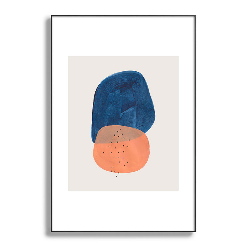 Twins' Minimalist Modern Mid Century Colorful Navy Blue Tan Shapes by Ejaaz Haniff Framed Art Print