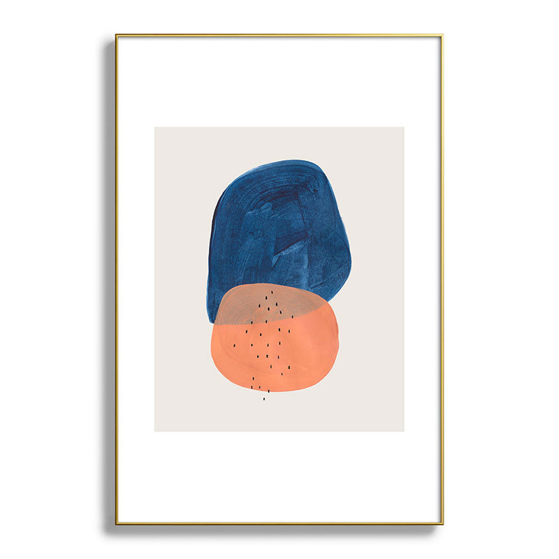 Twins' Minimalist Modern Mid Century Colorful Navy Blue Tan Shapes by Ejaaz Haniff Framed Art Print