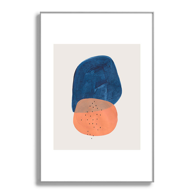 Twins' Minimalist Modern Mid Century Colorful Navy Blue Tan Shapes by Ejaaz Haniff Framed Art Print