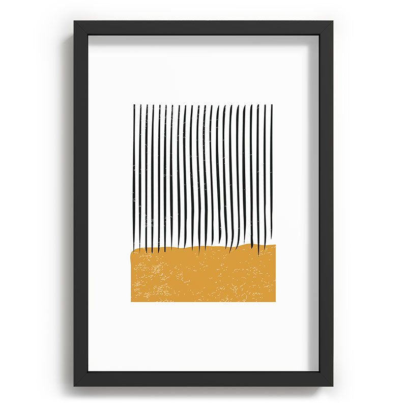 (White Background) Mid Century Modern Minimalist Rothko Inspired Color Field With Lines Geometric Style  Framed Art Print