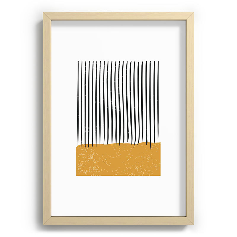 (White Background) Mid Century Modern Minimalist Rothko Inspired Color Field With Lines Geometric Style  Framed Art Print