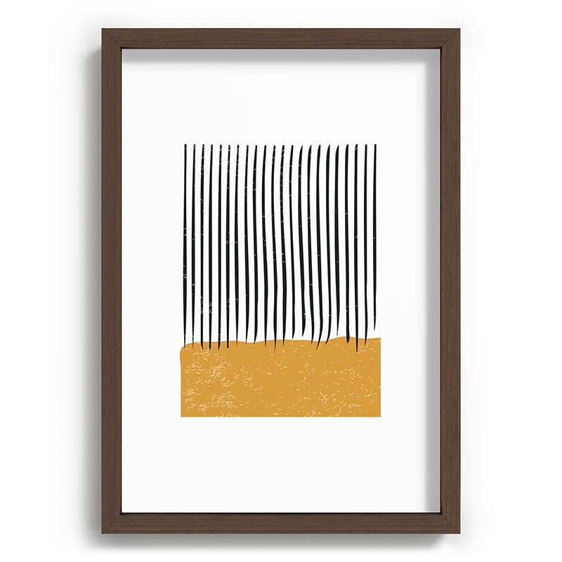 (White Background) Mid Century Modern Minimalist Rothko Inspired Color Field With Lines Geometric Style  Framed Art Print