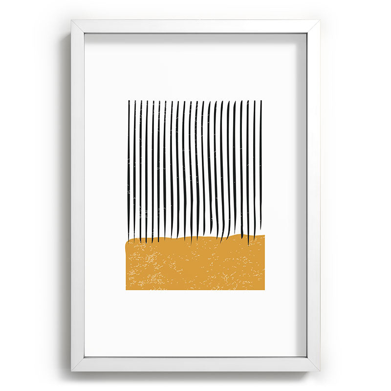 (White Background) Mid Century Modern Minimalist Rothko Inspired Color Field With Lines Geometric Style  Framed Art Print