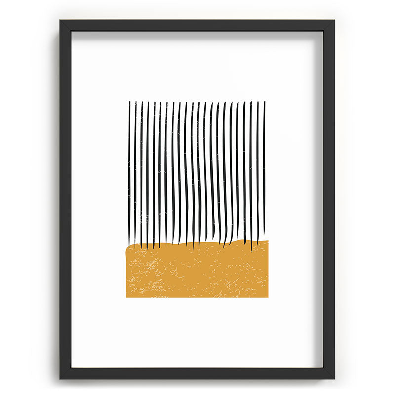 (White Background) Mid Century Modern Minimalist Rothko Inspired Color Field With Lines Geometric Style  Framed Art Print