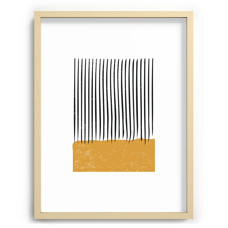(White Background) Mid Century Modern Minimalist Rothko Inspired Color Field With Lines Geometric Style  Framed Art Print