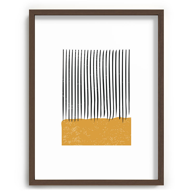 (White Background) Mid Century Modern Minimalist Rothko Inspired Color Field With Lines Geometric Style  Framed Art Print