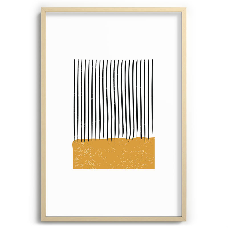 (White Background) Mid Century Modern Minimalist Rothko Inspired Color Field With Lines Geometric Style  Framed Art Print