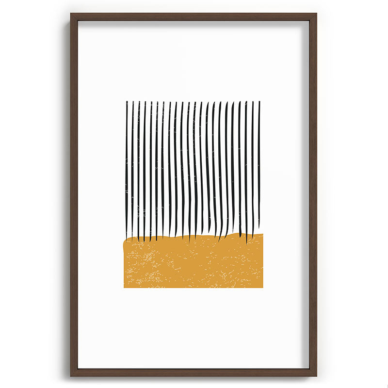 (White Background) Mid Century Modern Minimalist Rothko Inspired Color Field With Lines Geometric Style  Framed Art Print