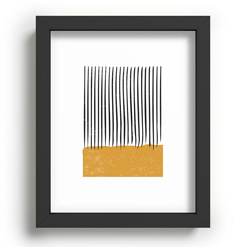 (White Background) Mid Century Modern Minimalist Rothko Inspired Color Field With Lines Geometric Style  Framed Art Print