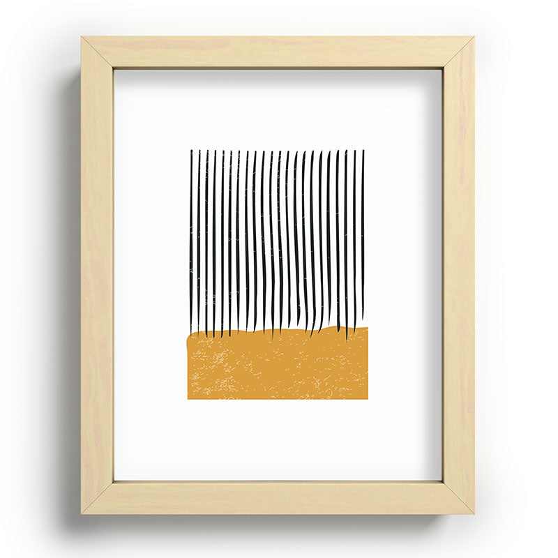 (White Background) Mid Century Modern Minimalist Rothko Inspired Color Field With Lines Geometric Style  Framed Art Print