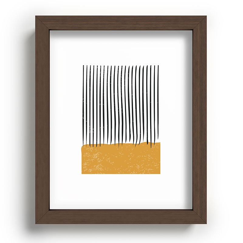 (White Background) Mid Century Modern Minimalist Rothko Inspired Color Field With Lines Geometric Style  Framed Art Print