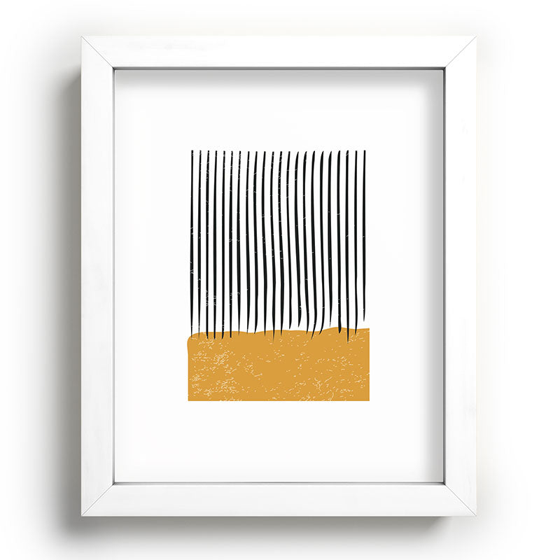 (White Background) Mid Century Modern Minimalist Rothko Inspired Color Field With Lines Geometric Style  Framed Art Print