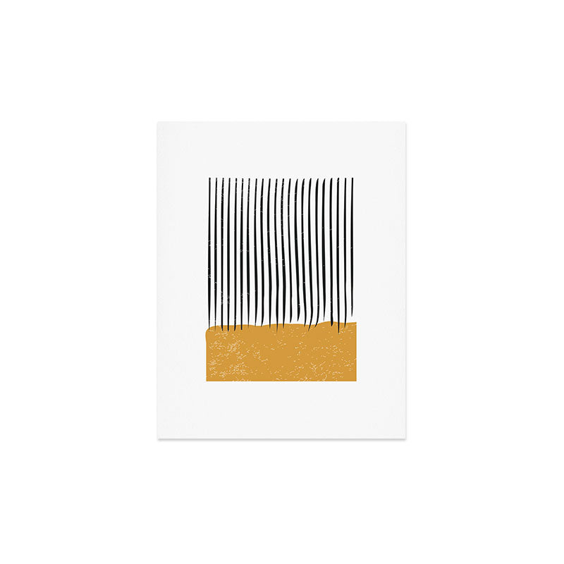 (White Background) Mid Century Modern Minimalist Rothko Inspired Color Field With Lines Geometric Style  Art Print