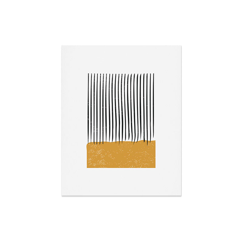 (White Background) Mid Century Modern Minimalist Rothko Inspired Color Field With Lines Geometric Style  Art Print