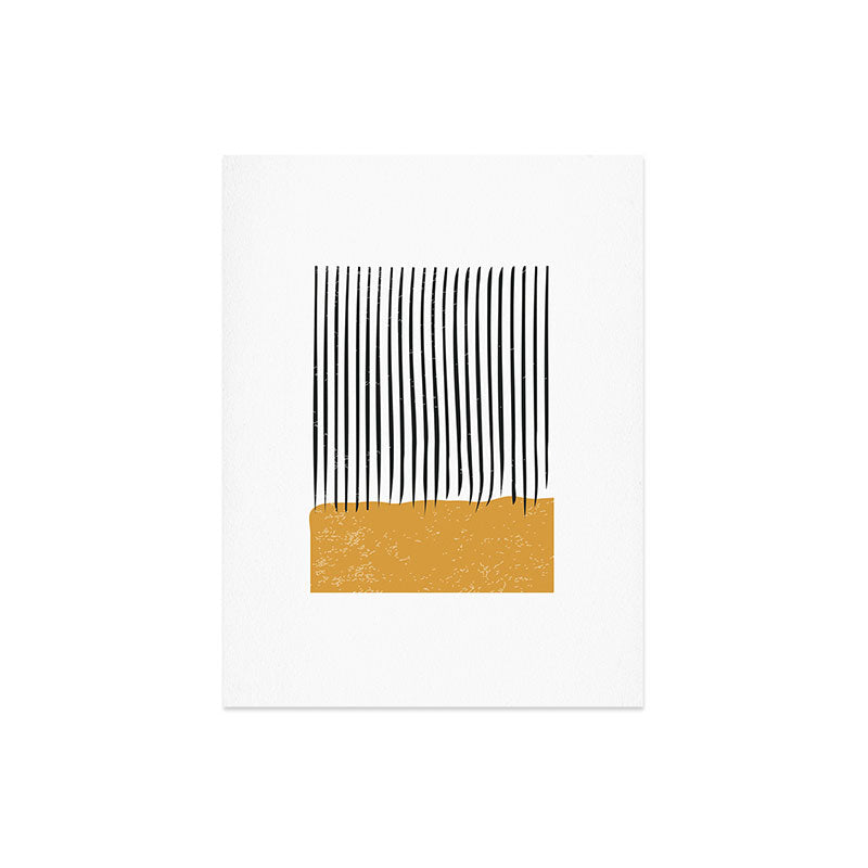 (White Background) Mid Century Modern Minimalist Rothko Inspired Color Field With Lines Geometric Style  Art Print