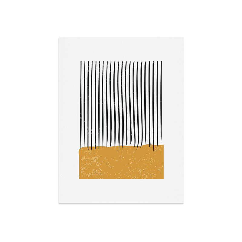(White Background) Mid Century Modern Minimalist Rothko Inspired Color Field With Lines Geometric Style  Art Print
