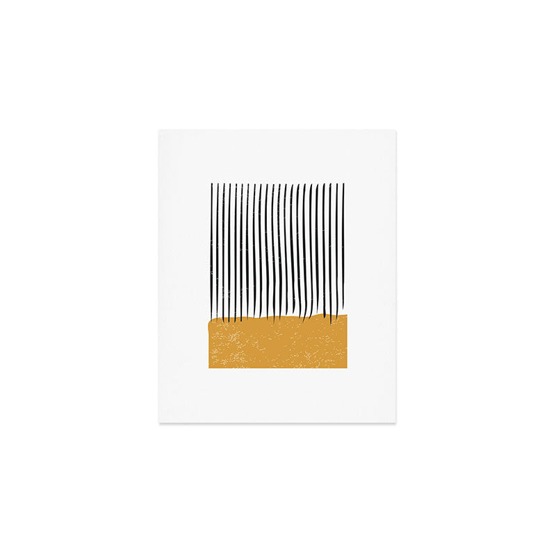 (White Background) Mid Century Modern Minimalist Rothko Inspired Color Field With Lines Geometric Style  Art Print