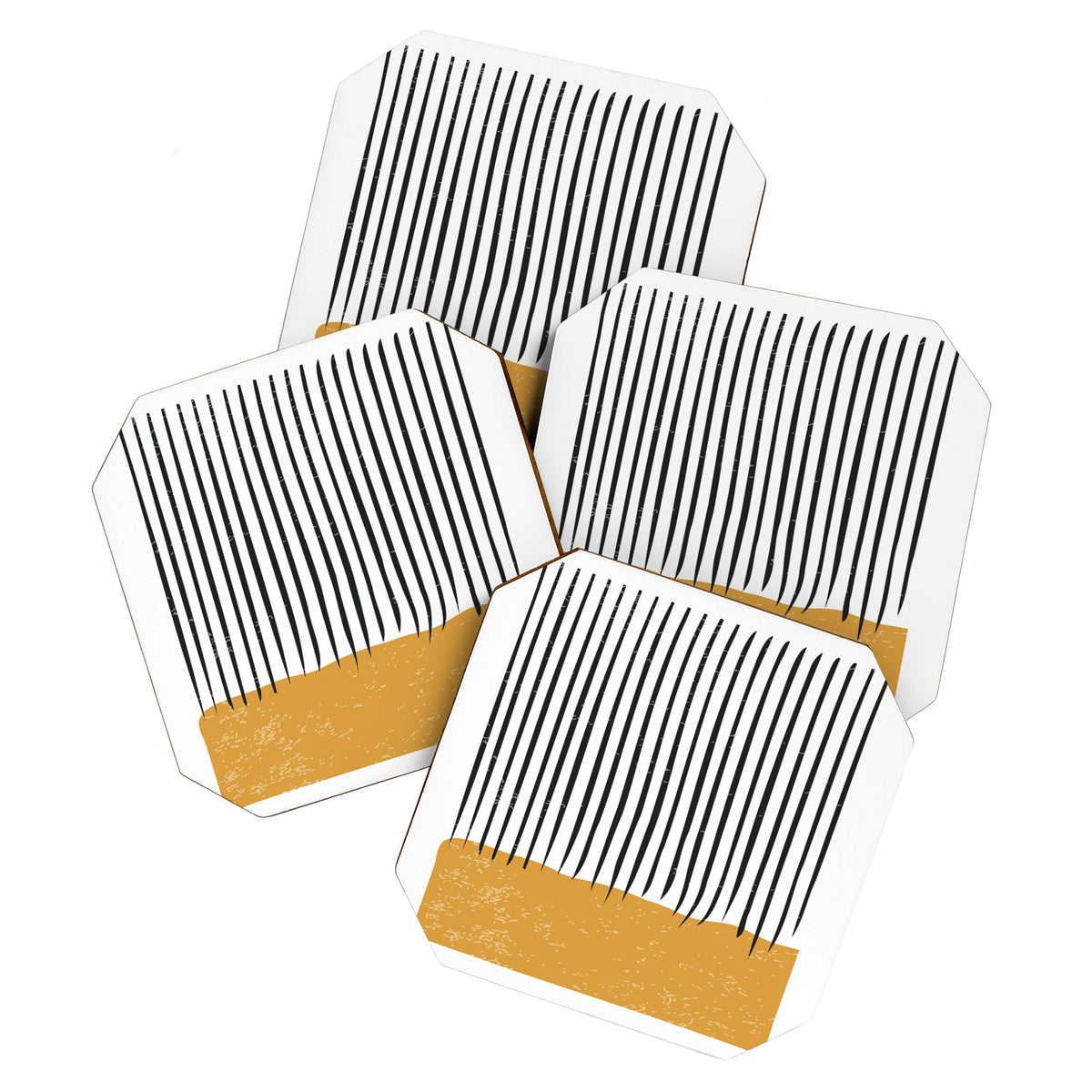 (White Background) Mid Century Modern Minimalist Rothko Inspired Color Field With Lines Geometric Style  Coaster