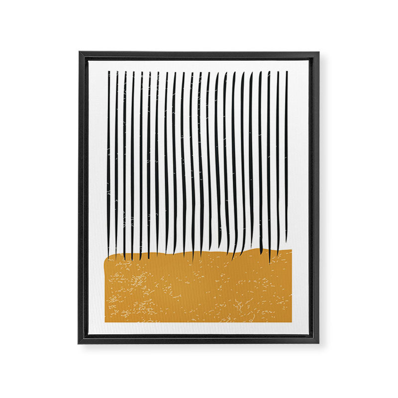 (White Background) Mid Century Modern Minimalist Rothko Inspired Color Field With Lines Geometric Style  Framed Canvas Print