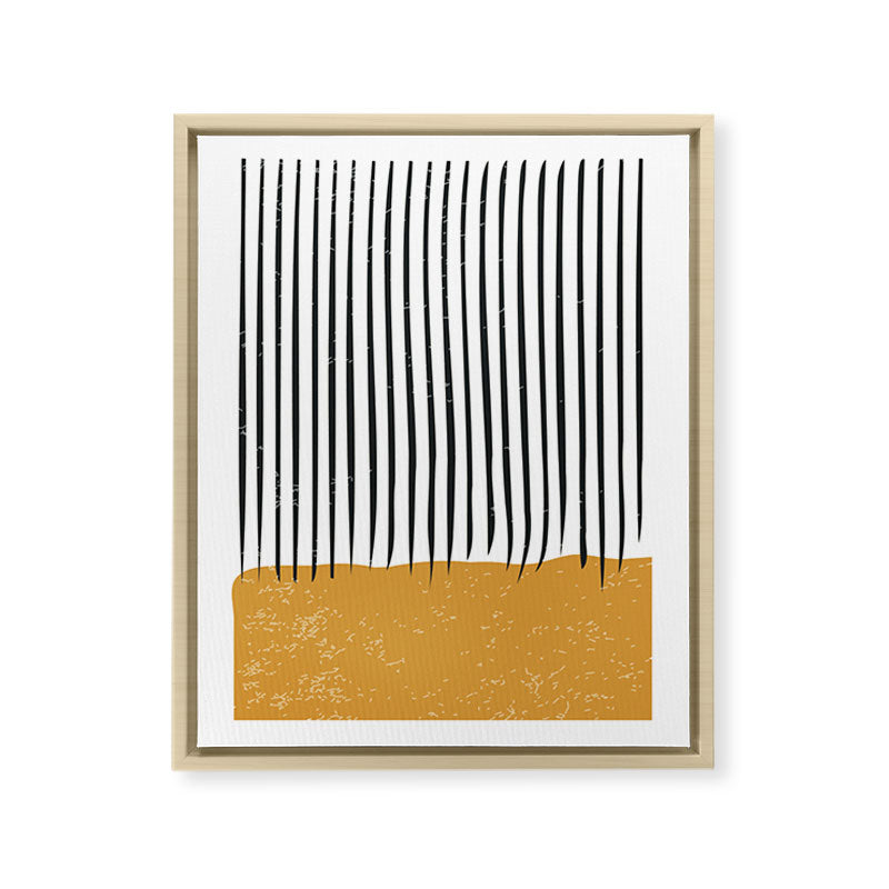 (White Background) Mid Century Modern Minimalist Rothko Inspired Color Field With Lines Geometric Style  Framed Canvas Print