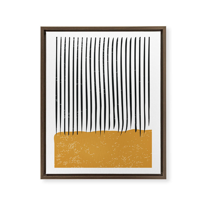 (White Background) Mid Century Modern Minimalist Rothko Inspired Color Field With Lines Geometric Style  Framed Canvas Print