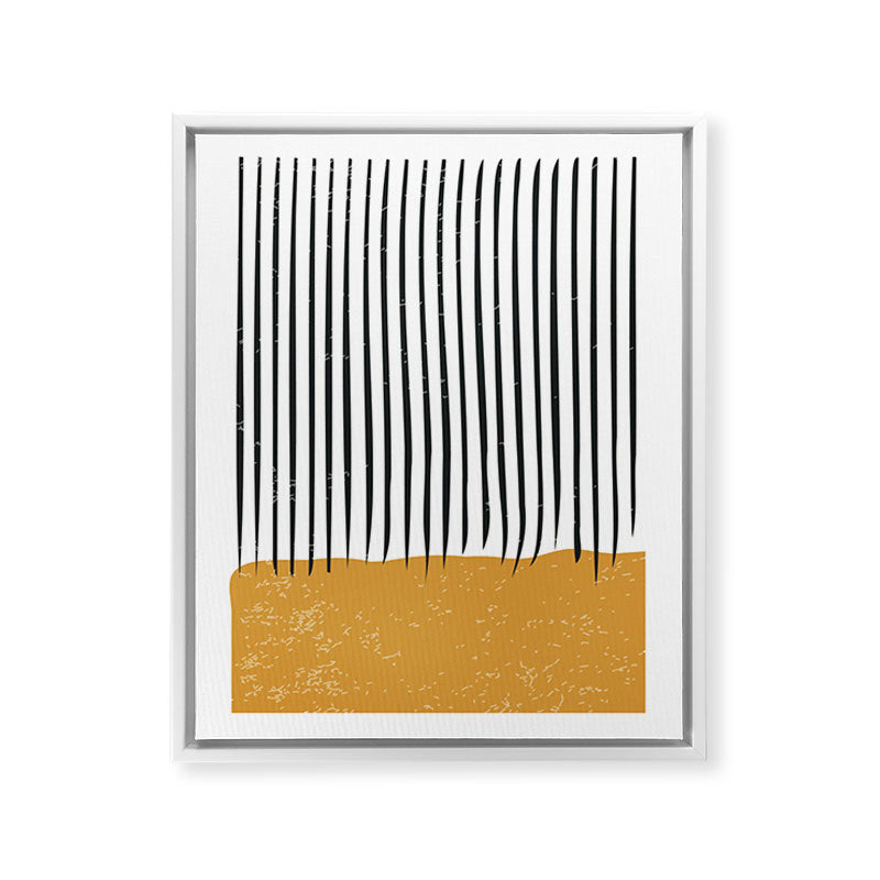 (White Background) Mid Century Modern Minimalist Rothko Inspired Color Field With Lines Geometric Style  Framed Canvas Print