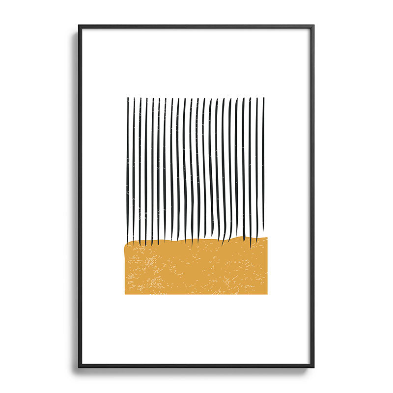(White Background) Mid Century Modern Minimalist Rothko Inspired Color Field With Lines Geometric Style  Framed Art Print