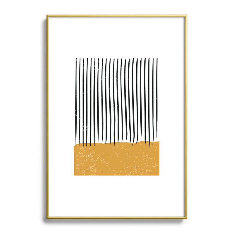 (White Background) Mid Century Modern Minimalist Rothko Inspired Color Field With Lines Geometric Style  Framed Art Print