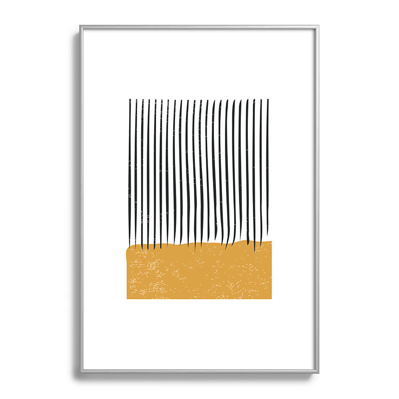 (White Background) Mid Century Modern Minimalist Rothko Inspired Color Field With Lines Geometric Style  Framed Art Print