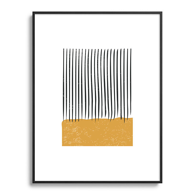 (White Background) Mid Century Modern Minimalist Rothko Inspired Color Field With Lines Geometric Style  Framed Art Print