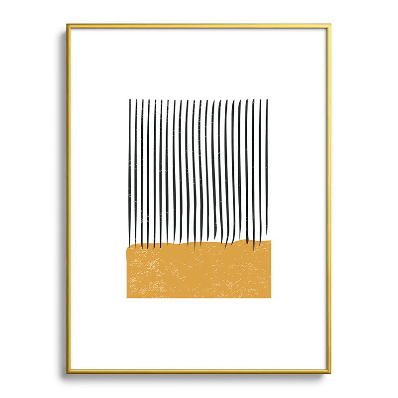 (White Background) Mid Century Modern Minimalist Rothko Inspired Color Field With Lines Geometric Style  Framed Art Print