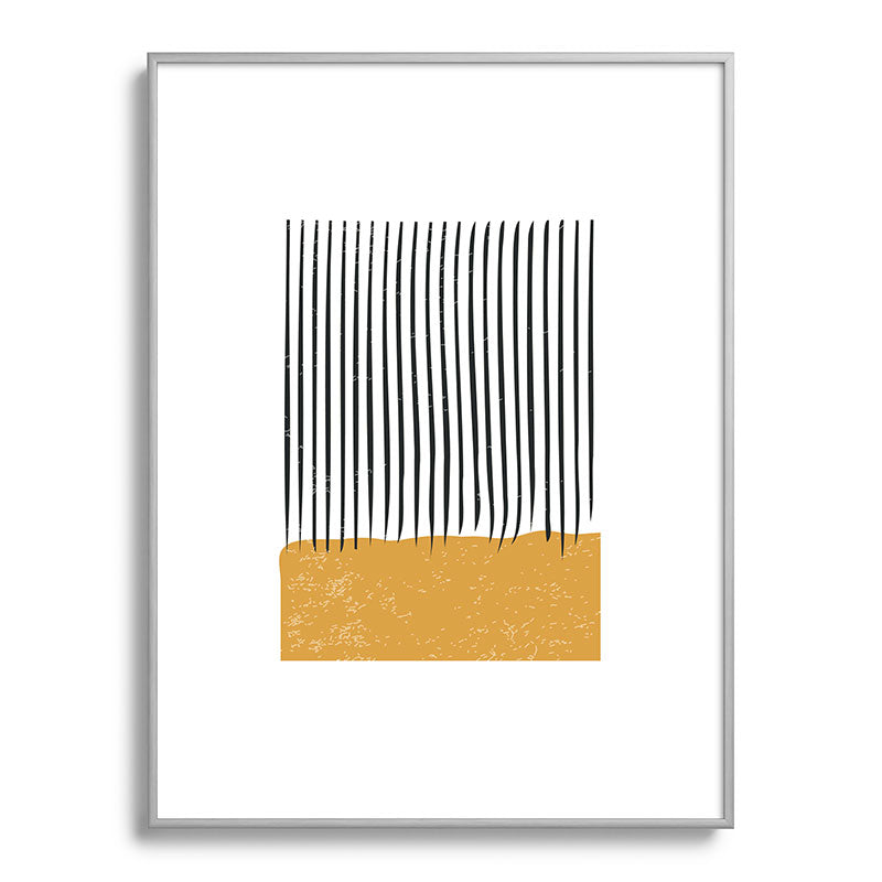 (White Background) Mid Century Modern Minimalist Rothko Inspired Color Field With Lines Geometric Style  Framed Art Print