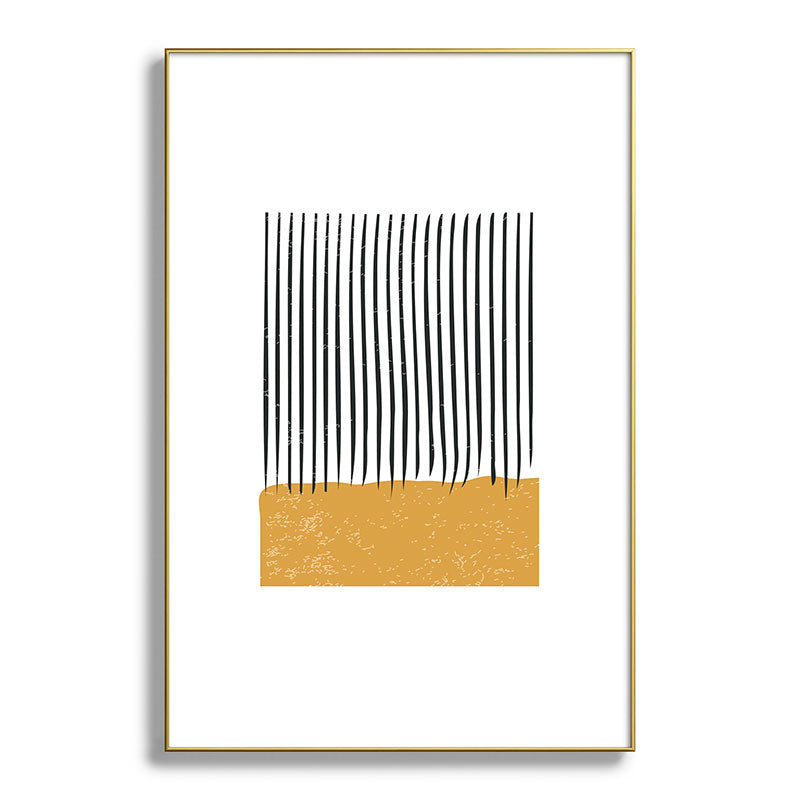 (White Background) Mid Century Modern Minimalist Rothko Inspired Color Field With Lines Geometric Style  Framed Art Print