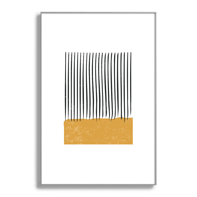 (White Background) Mid Century Modern Minimalist Rothko Inspired Color Field With Lines Geometric Style  Framed Art Print