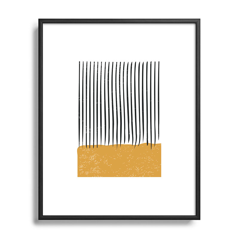 (White Background) Mid Century Modern Minimalist Rothko Inspired Color Field With Lines Geometric Style  Framed Art Print