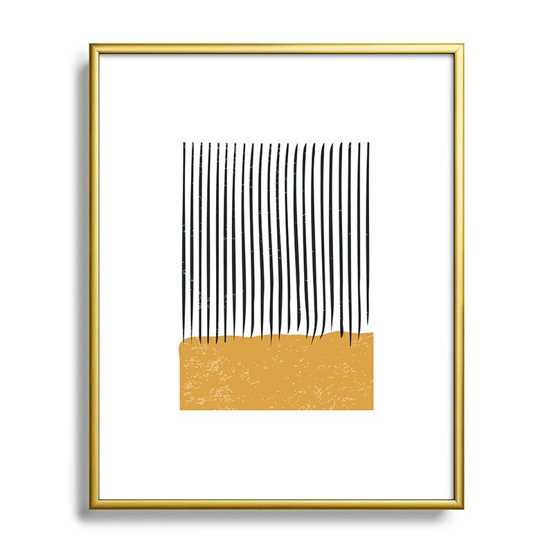 (White Background) Mid Century Modern Minimalist Rothko Inspired Color Field With Lines Geometric Style  Framed Art Print