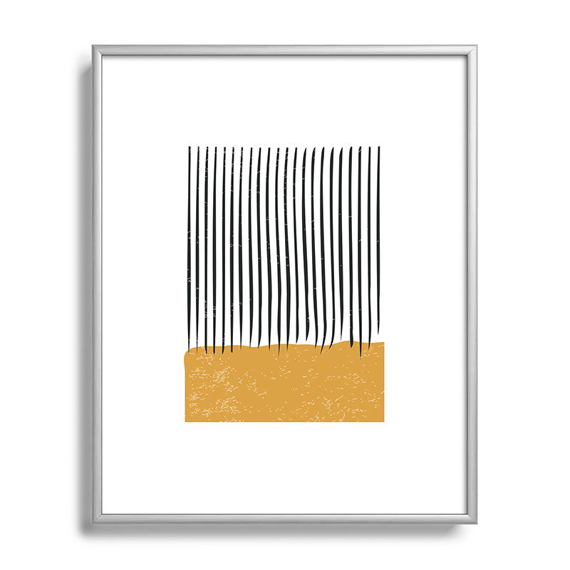 (White Background) Mid Century Modern Minimalist Rothko Inspired Color Field With Lines Geometric Style  Framed Art Print