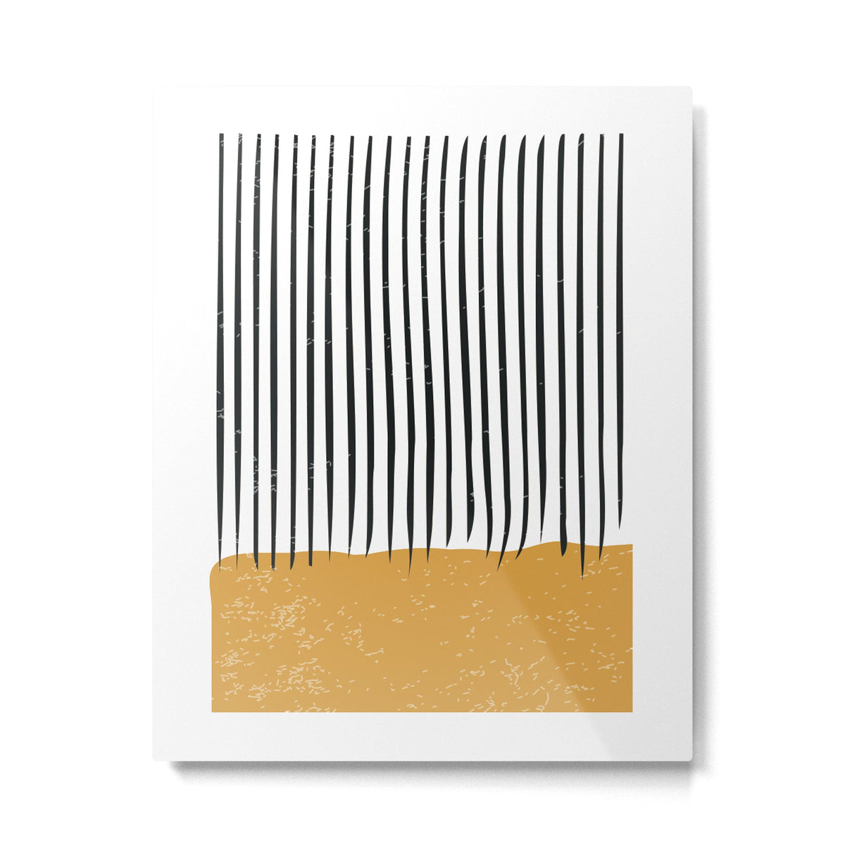 (White Background) Mid Century Modern Minimalist Rothko Inspired Color Field With Lines Geometric Style  Metal Print
