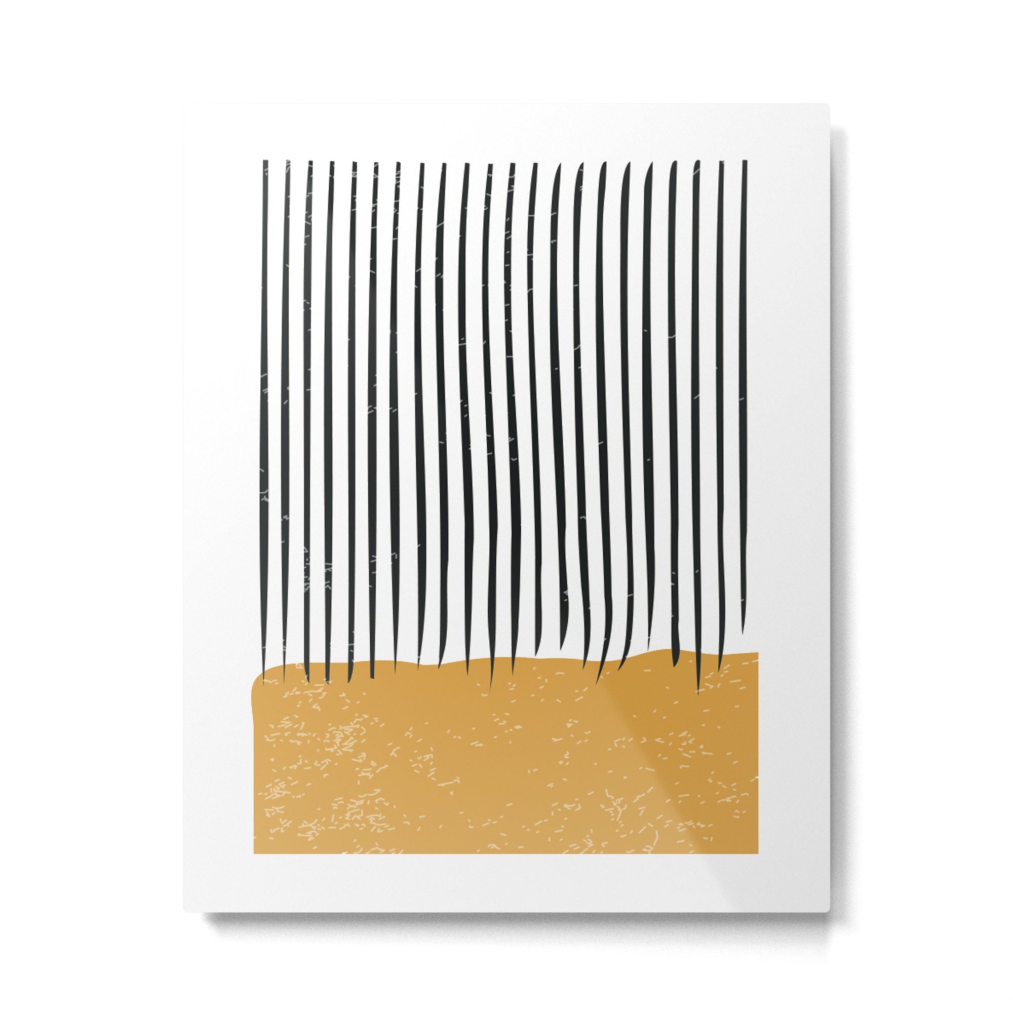 (White Background) Mid Century Modern Minimalist Rothko Inspired Color Field With Lines Geometric Style  Metal Print