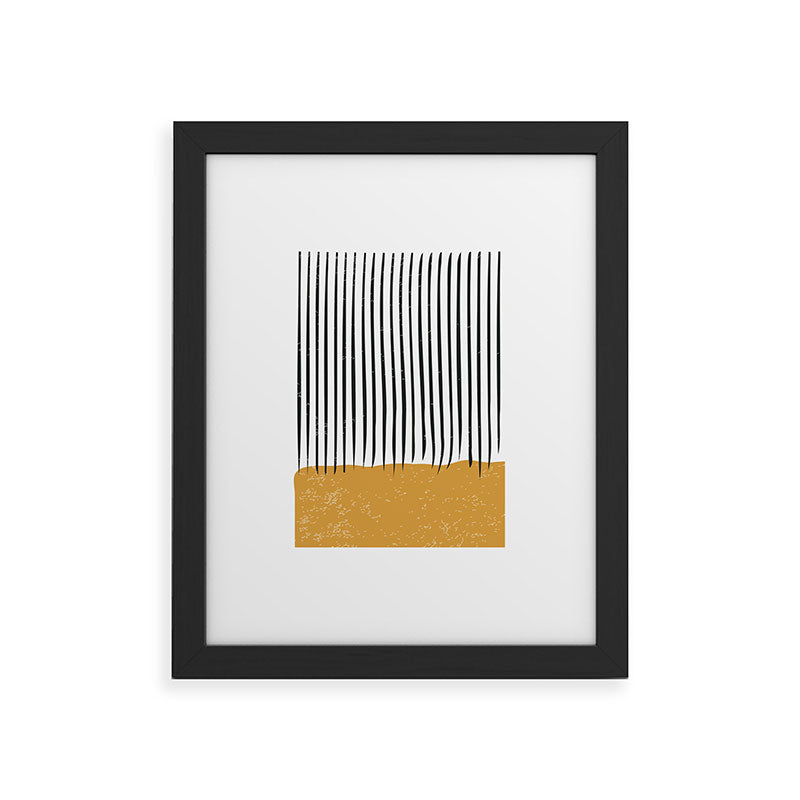 (White Background) Mid Century Modern Minimalist Rothko Inspired Color Field With Lines Geometric Style  Framed Art Print