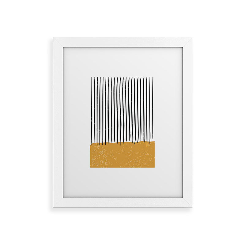 (White Background) Mid Century Modern Minimalist Rothko Inspired Color Field With Lines Geometric Style  Framed Art Print