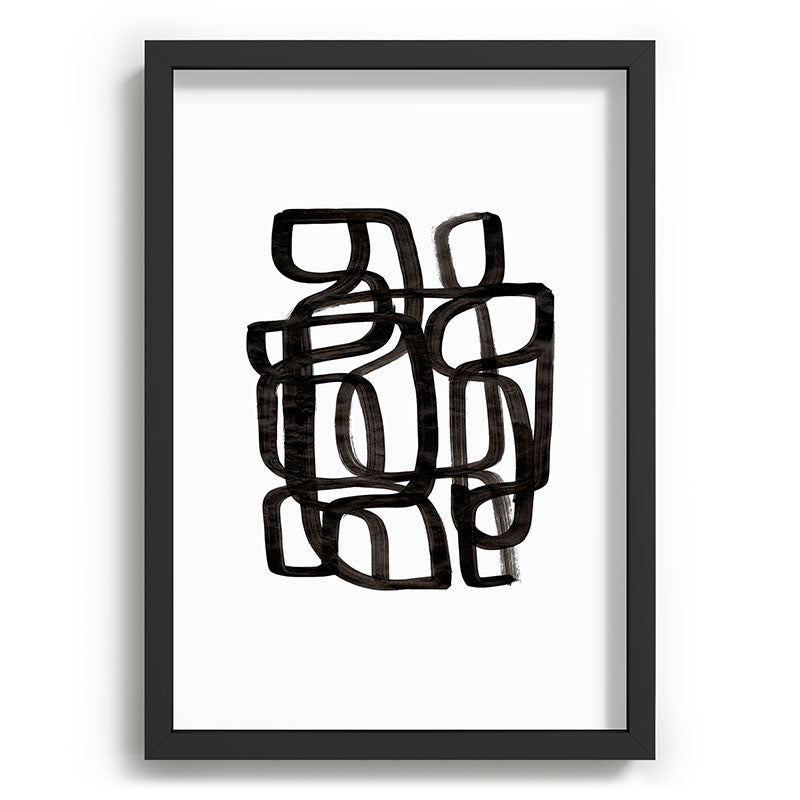 Writing On The Wall' Mid Century Modern Fun Abstract Shapes  Framed Art Print