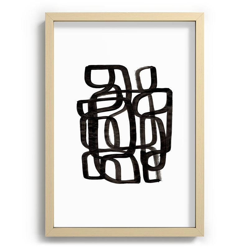 Writing On The Wall' Mid Century Modern Fun Abstract Shapes  Framed Art Print