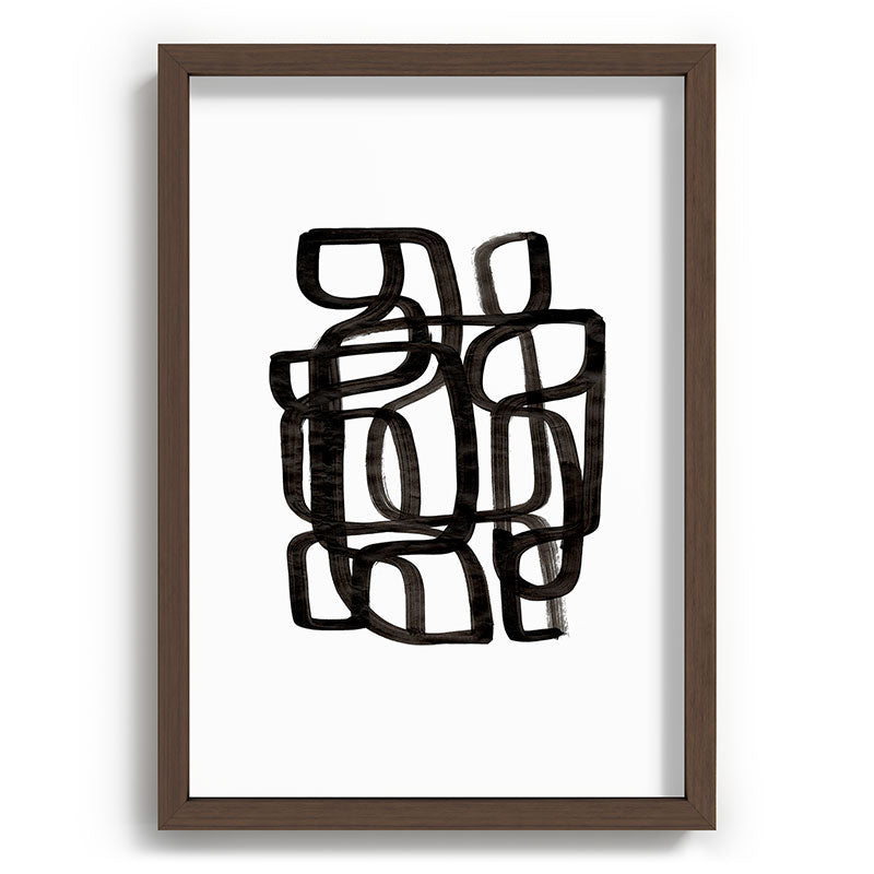 Writing On The Wall' Mid Century Modern Fun Abstract Shapes  Framed Art Print