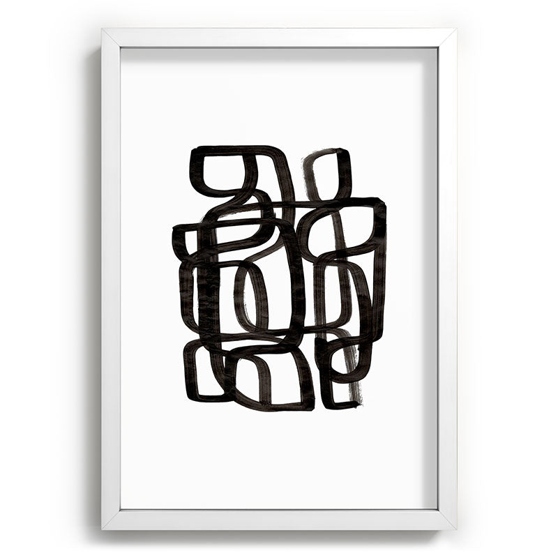Writing On The Wall' Mid Century Modern Fun Abstract Shapes  Framed Art Print